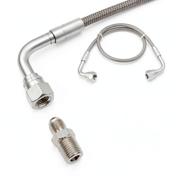 Stainless PTFE Hose YUXIVCNE 20in JIC‑4 & 1/4 NTP Adapter-2