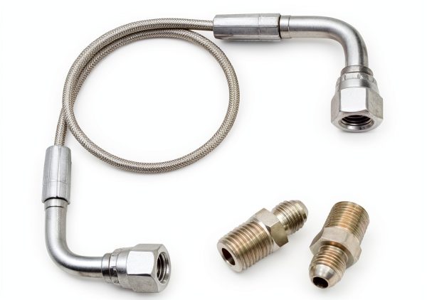 Stainless PTFE Hose YUXIVCNE 20in JIC‑4 & 1/4 NTP Adapter-0