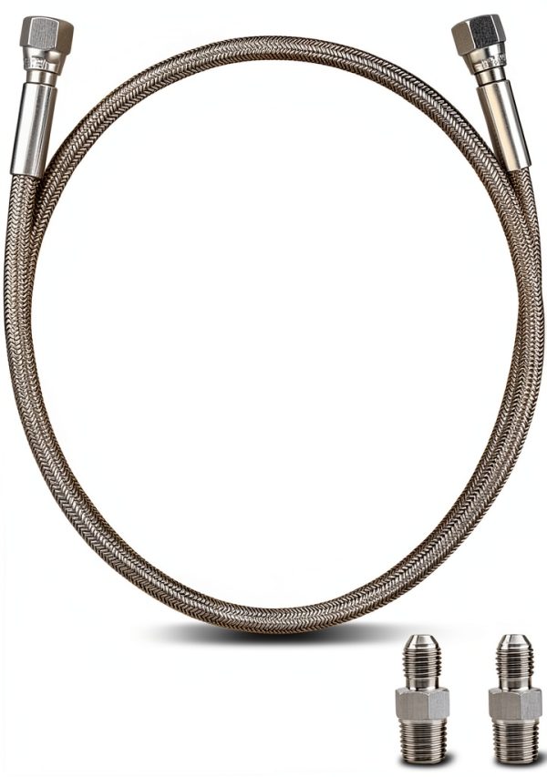 Stainless Steel PTFE Reinforced Hose Fit for ARB 740203, JIC-4 Female or 1/4 NPT Male Adapter, 870 PSI, 40 Inch Length,-40°F-400°F-0