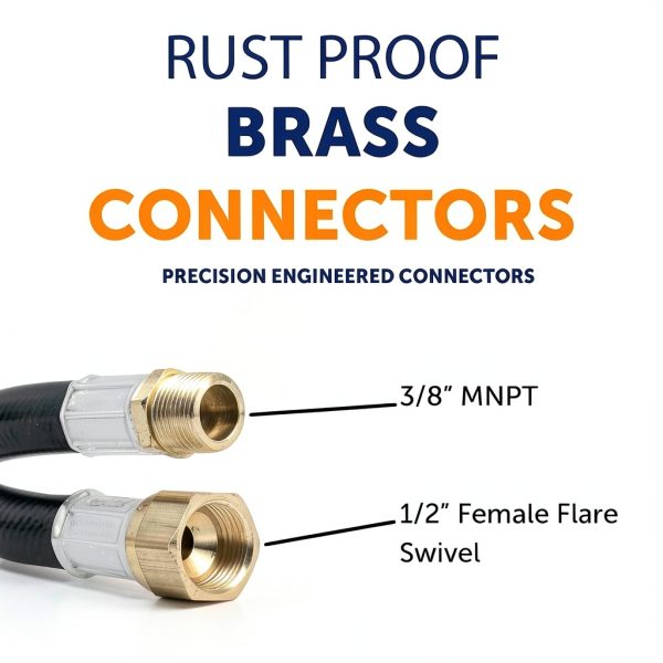 Flame King 60‑inch propane hose 3/8" ID with 1/2" Female Flare-2